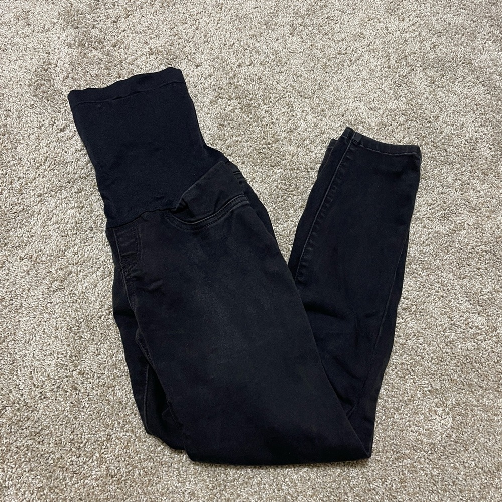 Small Bella Vida Maternity Black Skinny Jeggings Over Belly Style